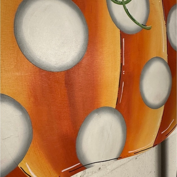 Fall Polka Dot Pumpkin Door Hanger - Cute Hand-Painted Wood Sign w/ Bow - Picture 2 of 5